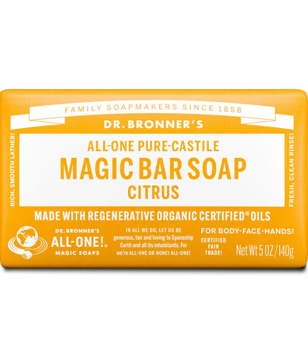 DR BRONNER Dr. Bronner's Pure Castile Bar Soap, Citrus, 5oz.