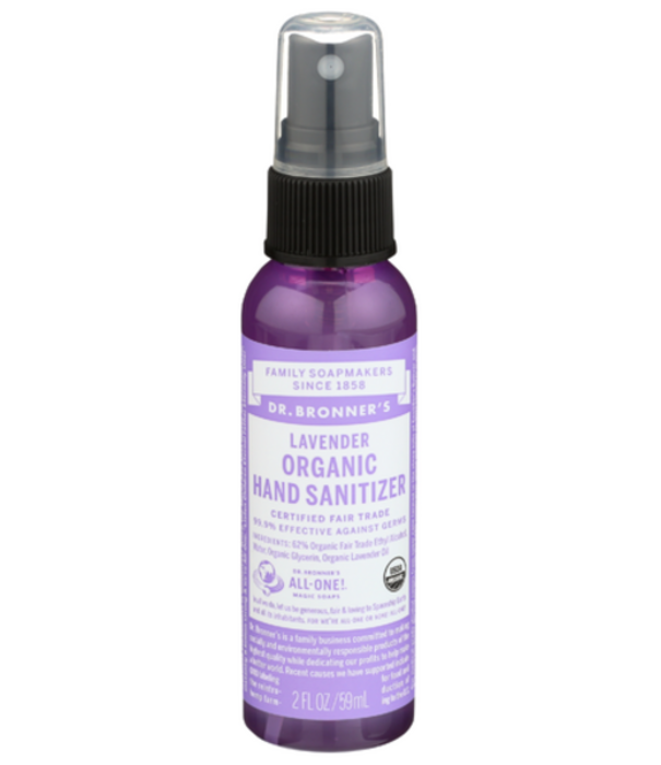 DR BRONNER Dr. Bronner's Hand Sanitizer, Lavender, Organic, 2oz.