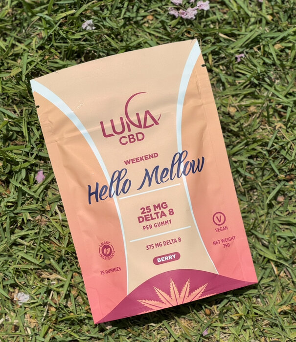 LUNA CBD Luna Weekend HELLO MELLOW D8 Gummies, 25mg, 15ct
