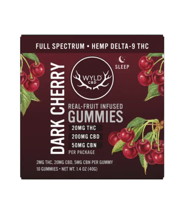 WYLD Wyld CBD Gummies Dark Cherry, 2mg THC + 20mg CBD + 5mg CBN, 10ct