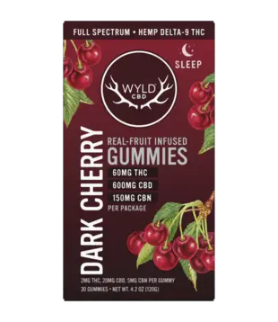 Wyld CBD Gummies Dark Cherry, 2mg THC + 20mg CBD + 5mg CBN, 30ct