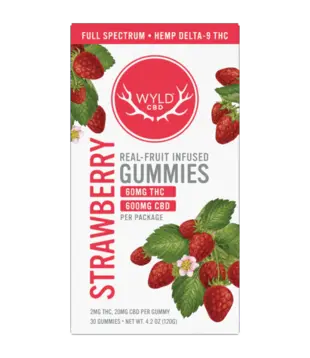 Wyld CBD Gummies Strawberry, 2mg THC + 10mg CBD, 30ct