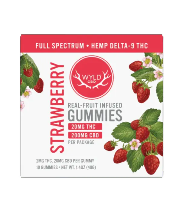 WYLD Wyld CBD Gummies Strawberry, 2mg THC + 10mg CBD, 10ct