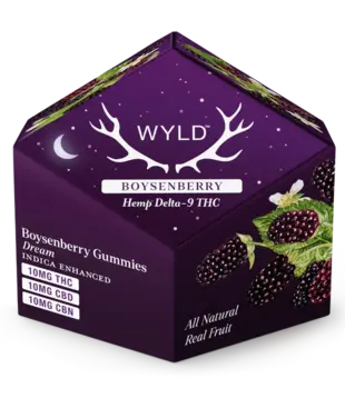 Wyld Gummies Boysenberry Dream, 10mg THC, 10mg CBN, 10mg CBD, Indica, 10ct