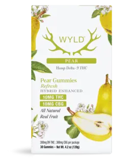 Wyld Gummies Pear, 10mg THC + 10mg CBD, Hybrid, 30ct