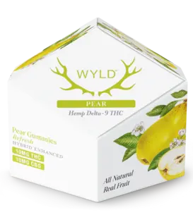 Wyld Gummies Pear, 10mg THC + 10mg CBD, Hybrid, 10ct