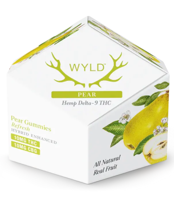 WYLD Wyld Gummies Pear, 10mg THC + 10mg CBD, Hybrid, 10ct