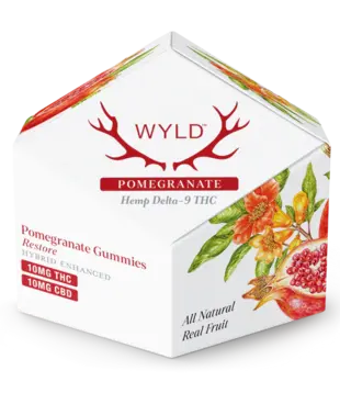 Wyld Gummies Pomegranate, 10mg THC + 10mg CBD, Hybrid, 10ct