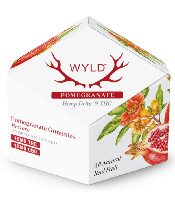 WYLD Wyld Gummies Pomegranate, 10mg THC + 10mg CBD, Hybrid, 10ct