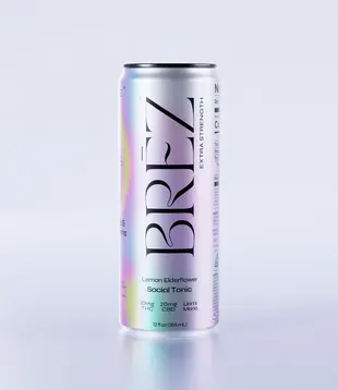 Brez Lemon Elderflower, Extra Strength, 10mg THC + Lions Mane, 12oz, 4pk