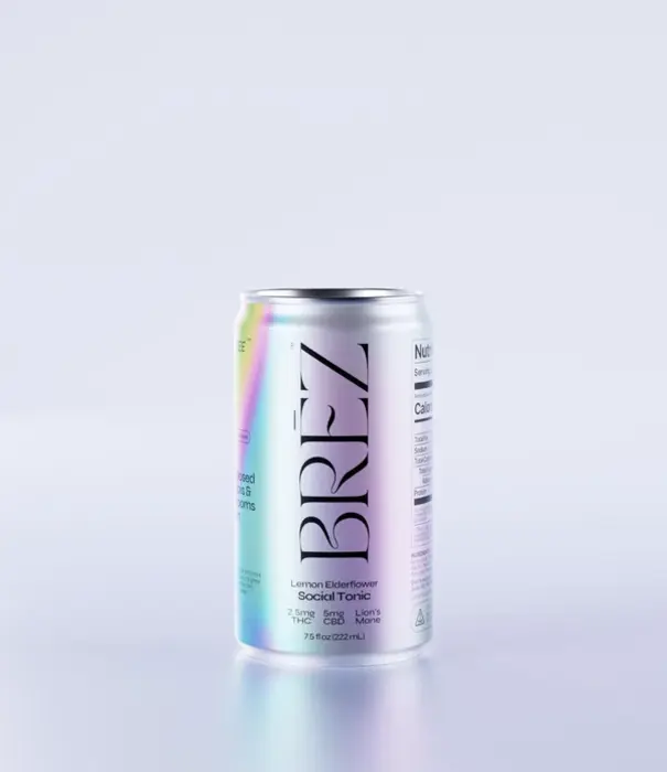 Brez Lemon Elderflower, 2.5mg THC + Lions Mane, 7.5oz, 4pk