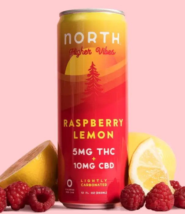 North Higher Vibes 5mg Raspberry Lemon, 12oz, 4pk