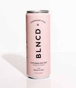 BLNCD Sparkling Water, Strawberry Basil, 5mg THC, 4pk