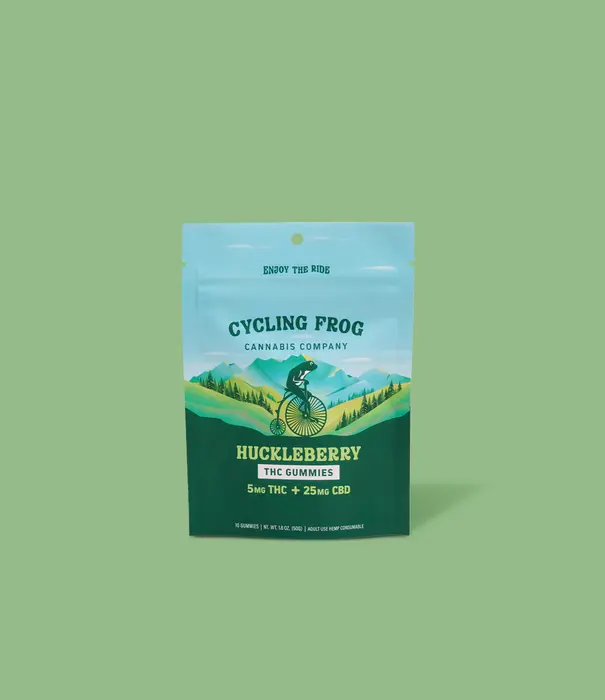 Cycling Frog 5mg THC, 25mg CBD Gummies, Huckleberry, 10ct