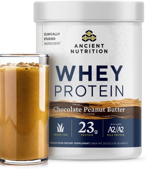 Ancient Nutrition Ancient Nutrition A2 Whey Protein Powder, Peanut Butter Chocolate, 20srv