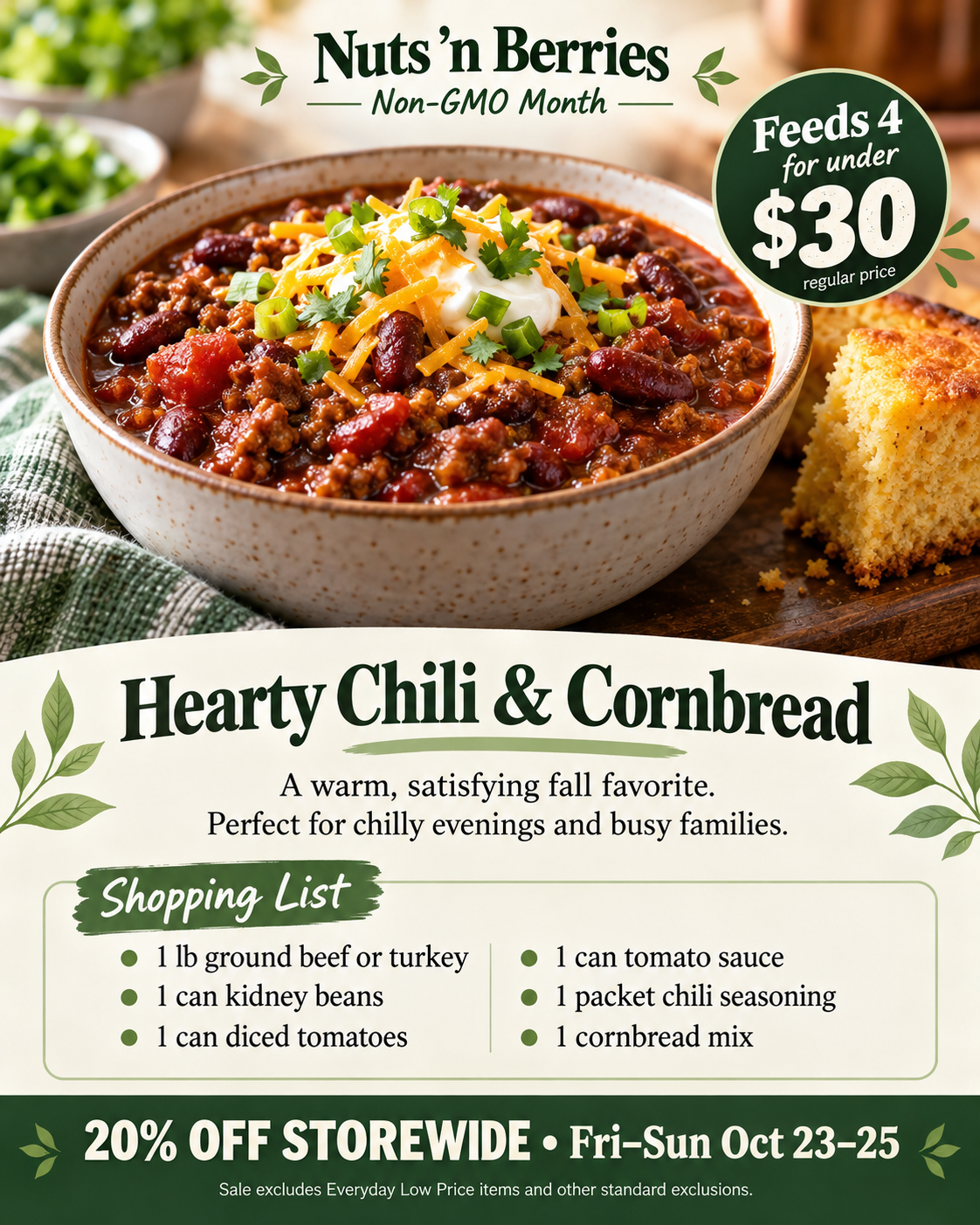 5 Family Dinners for $30