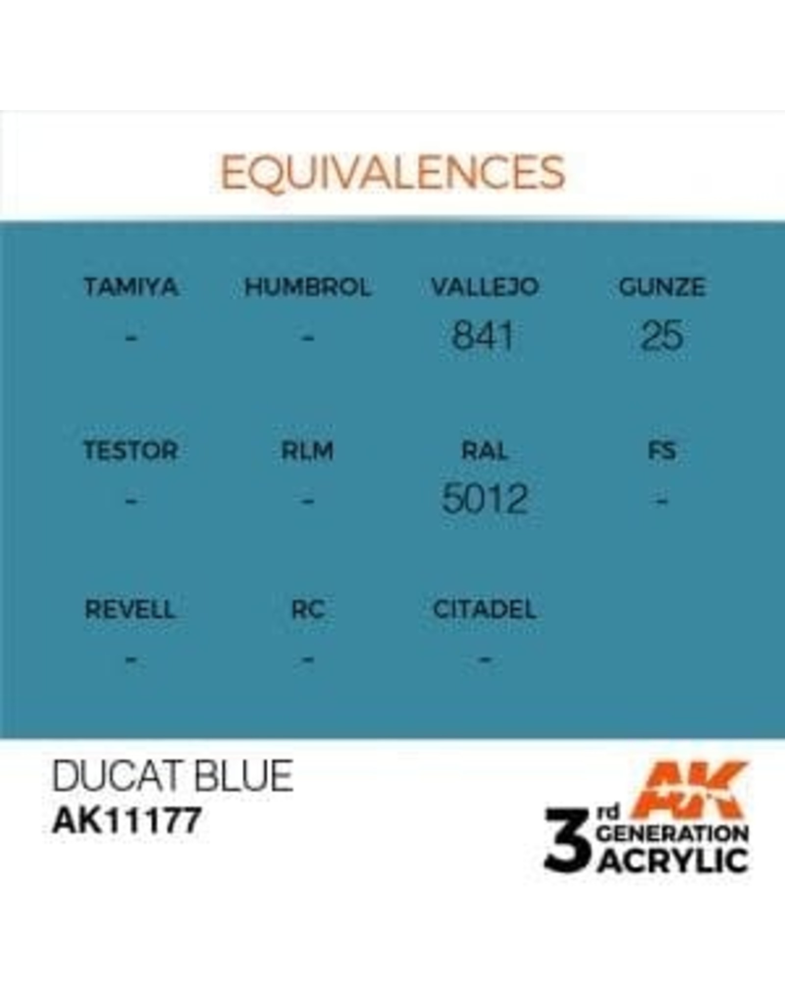 AK Interactive 3RD GEN ACRYLIC DUCAT BLUE 17ML