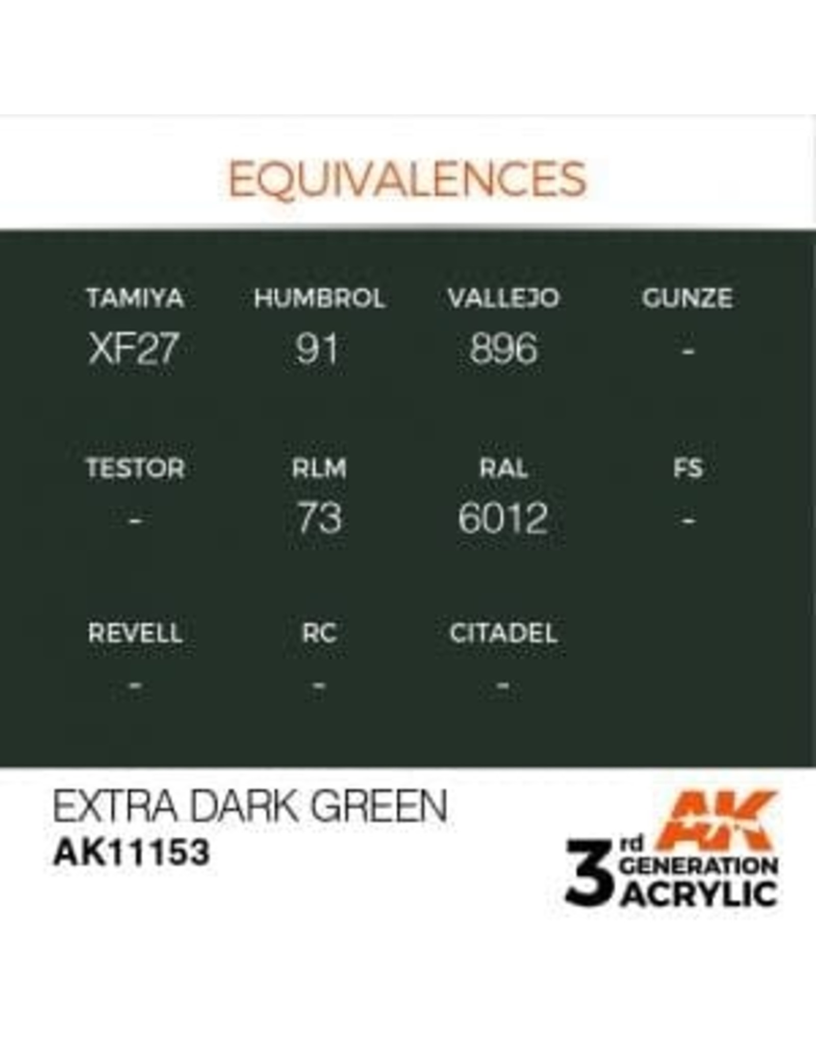 AK Interactive 3RD GEN ACRYLIC EXTRA DARK GREEN 17ML