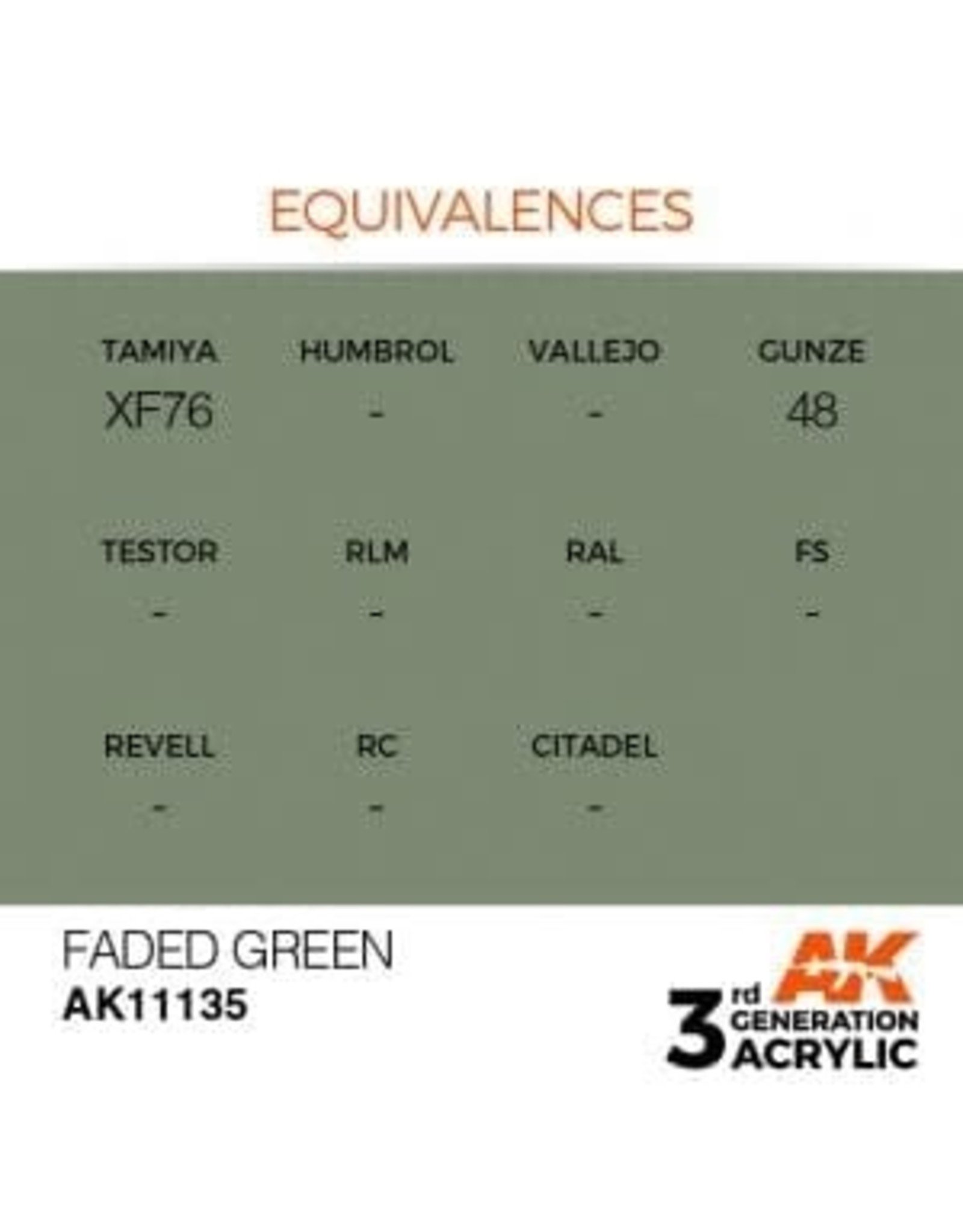 AK Interactive 3RD GEN ACRYLIC FADED GREEN 17ML