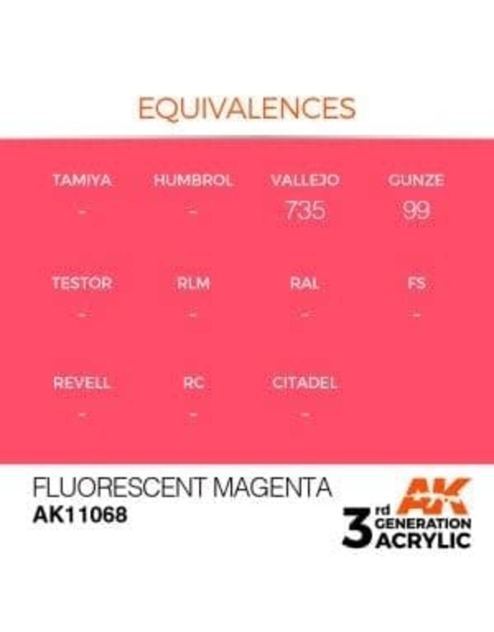 AK Interactive 3RD GEN ACRYLIC FLUORESCENT MAGENTA 17ML