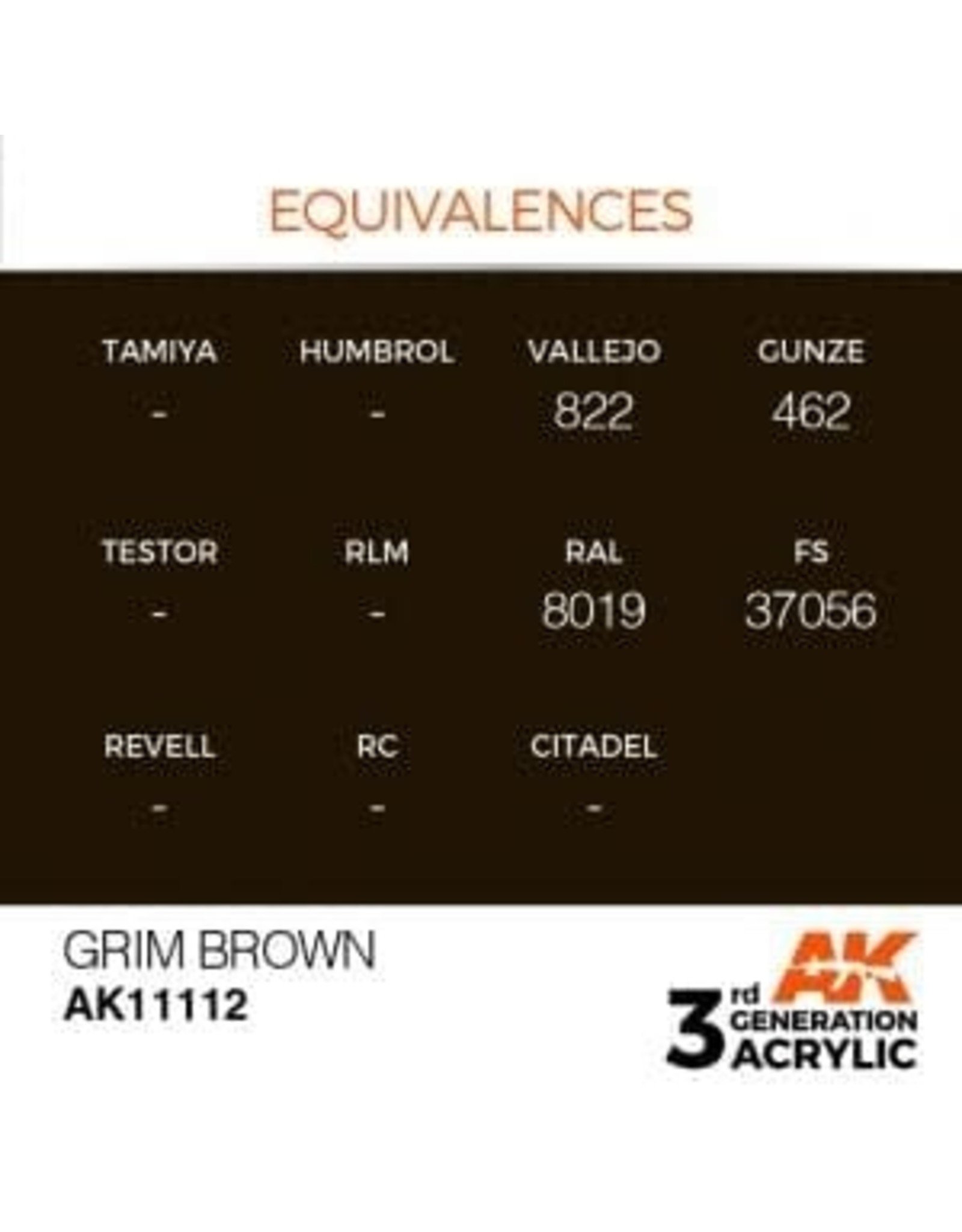 AK Interactive 3RD GEN ACRYLIC GRIM BROWN 17ML