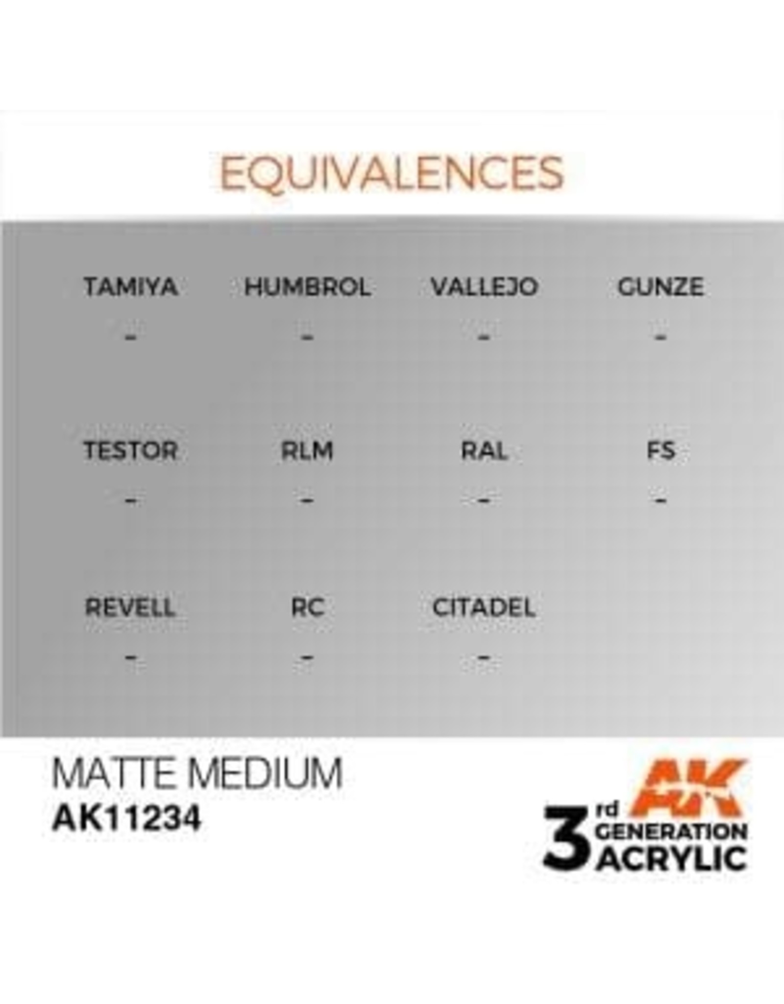 AK Interactive 3RD GEN ACRYLIC MATTE MEDIUM 17ML