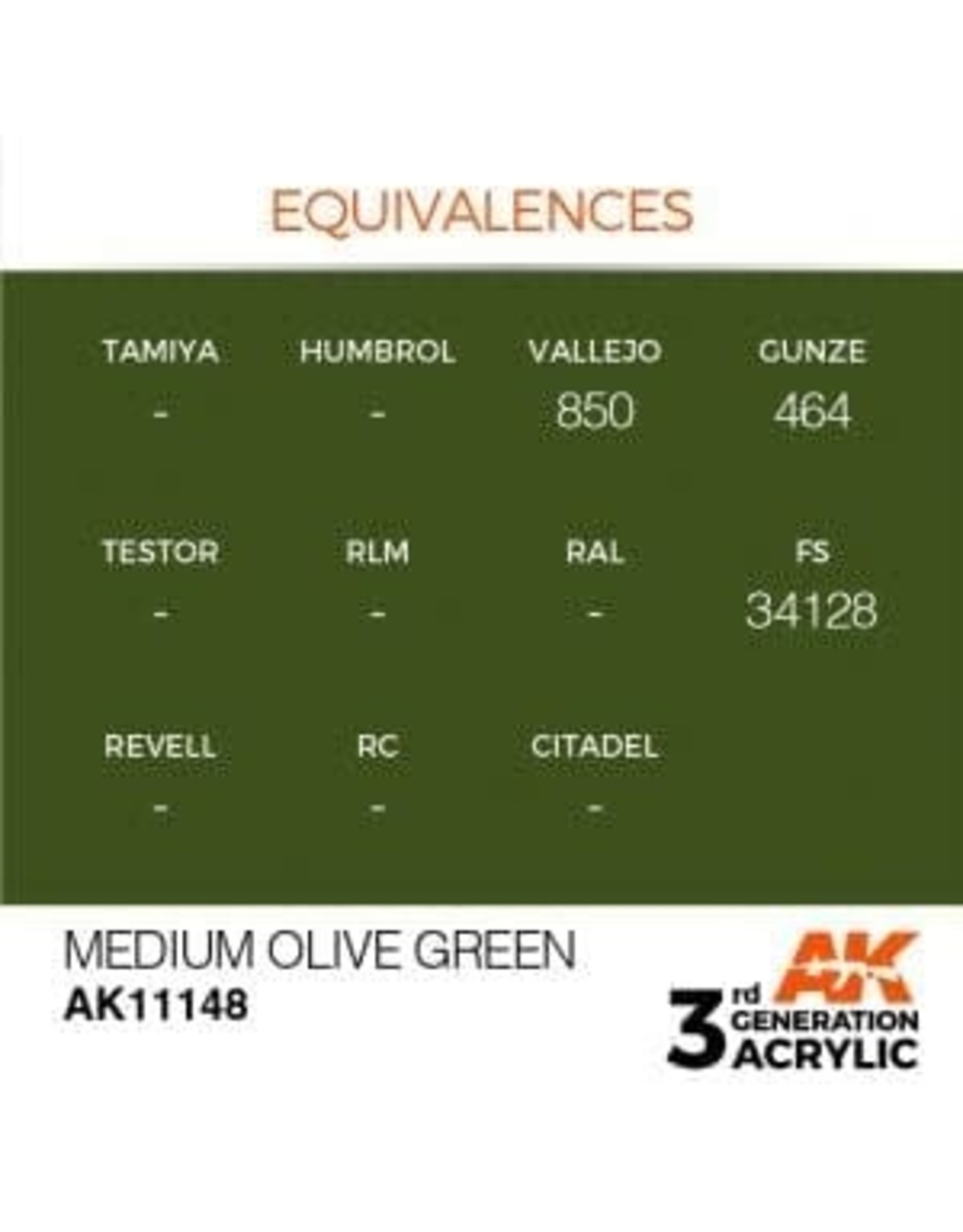 AK Interactive 3RD GEN ACRYLIC MEDIUM OLIVE GREEN 17ML