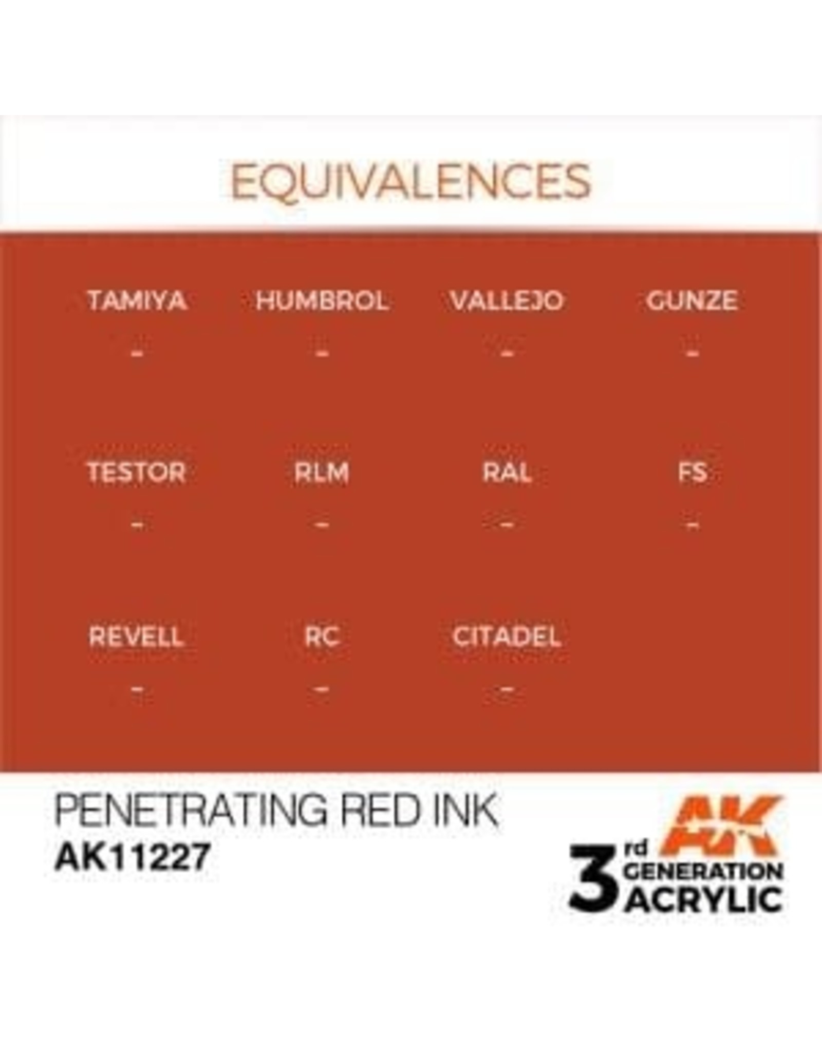 AK Interactive 3RD GEN ACRYLIC PENETRATING RED INK 17ML