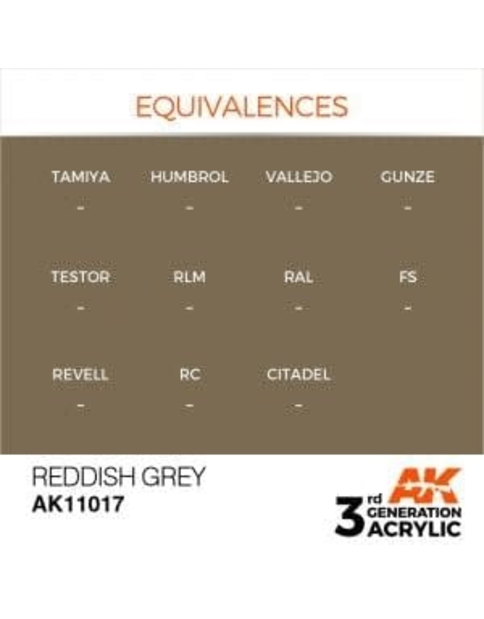 AK Interactive 3RD GEN ACRYLIC REDDISH GREY 17ML