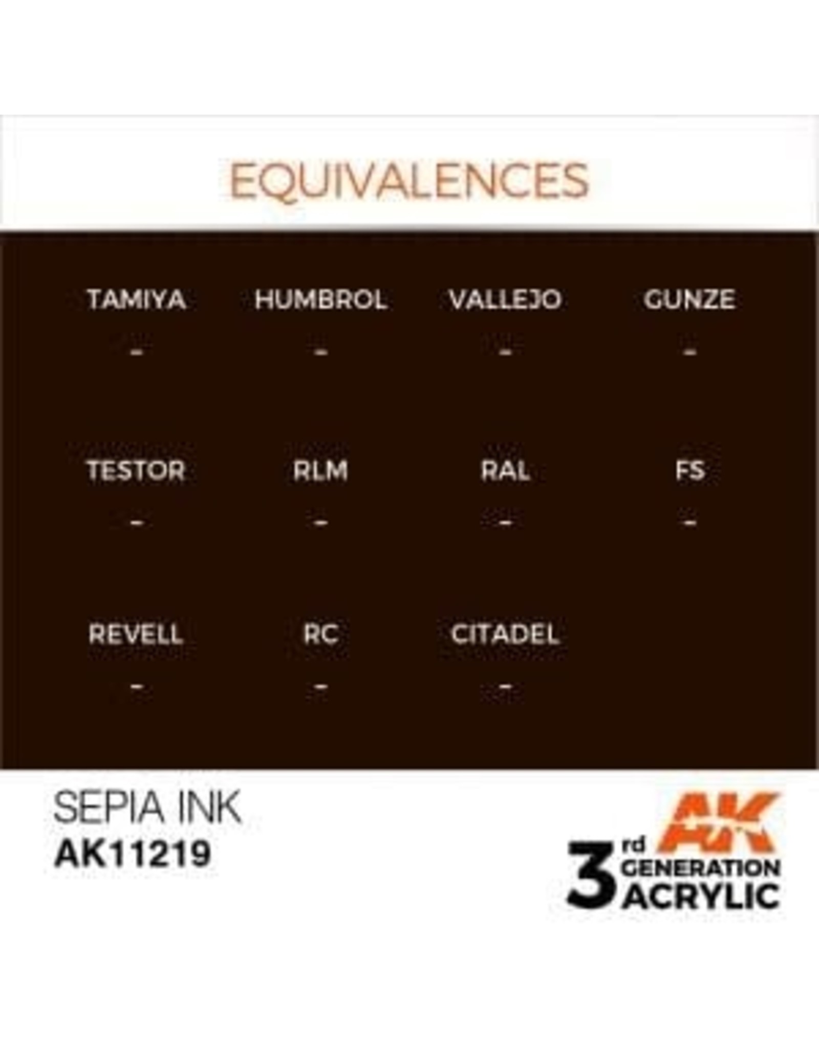 AK Interactive 3RD GEN ACRYLIC SEPIA INK 17ML
