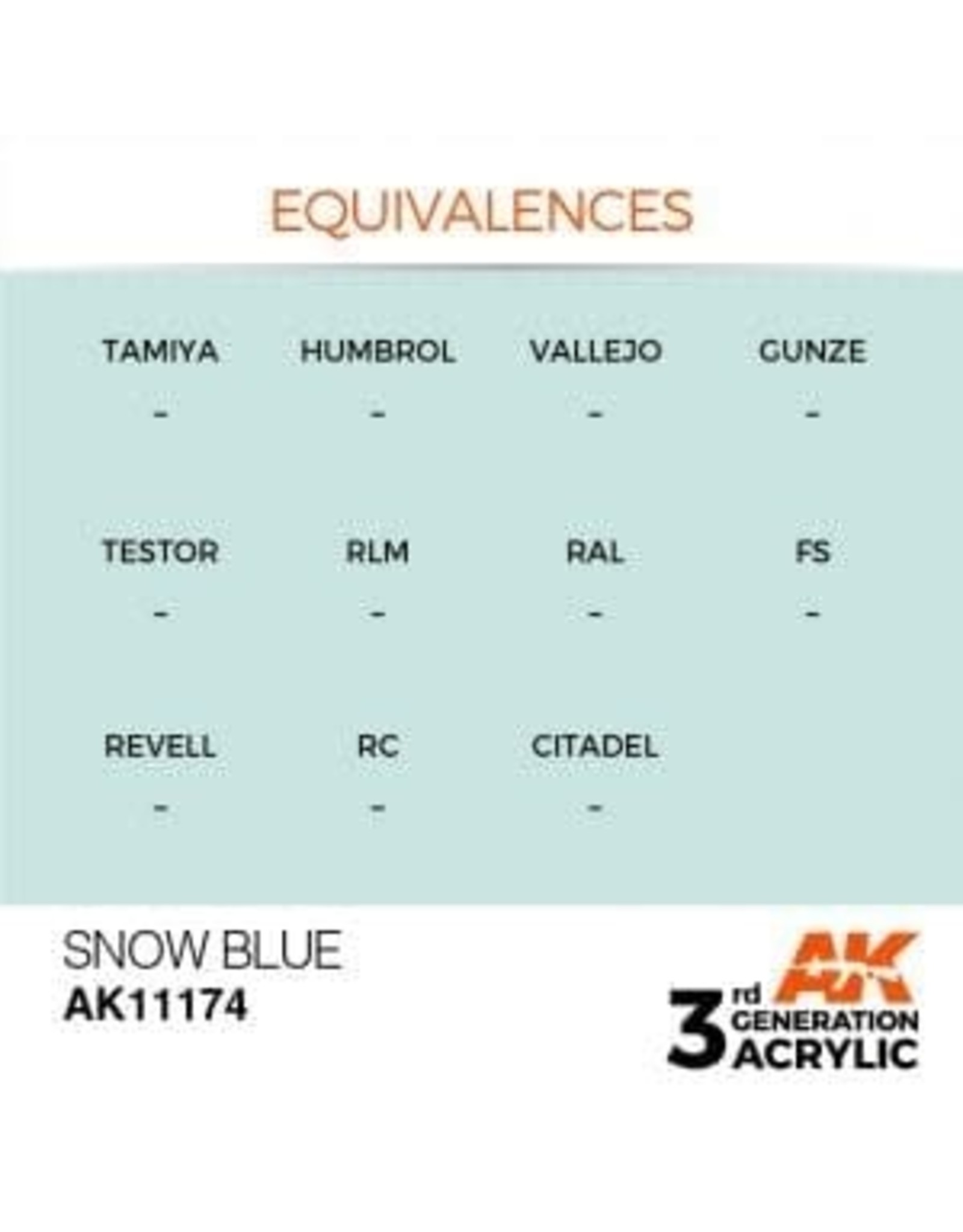 AK Interactive 3RD GEN ACRYLIC SNOW BLUE 17ML