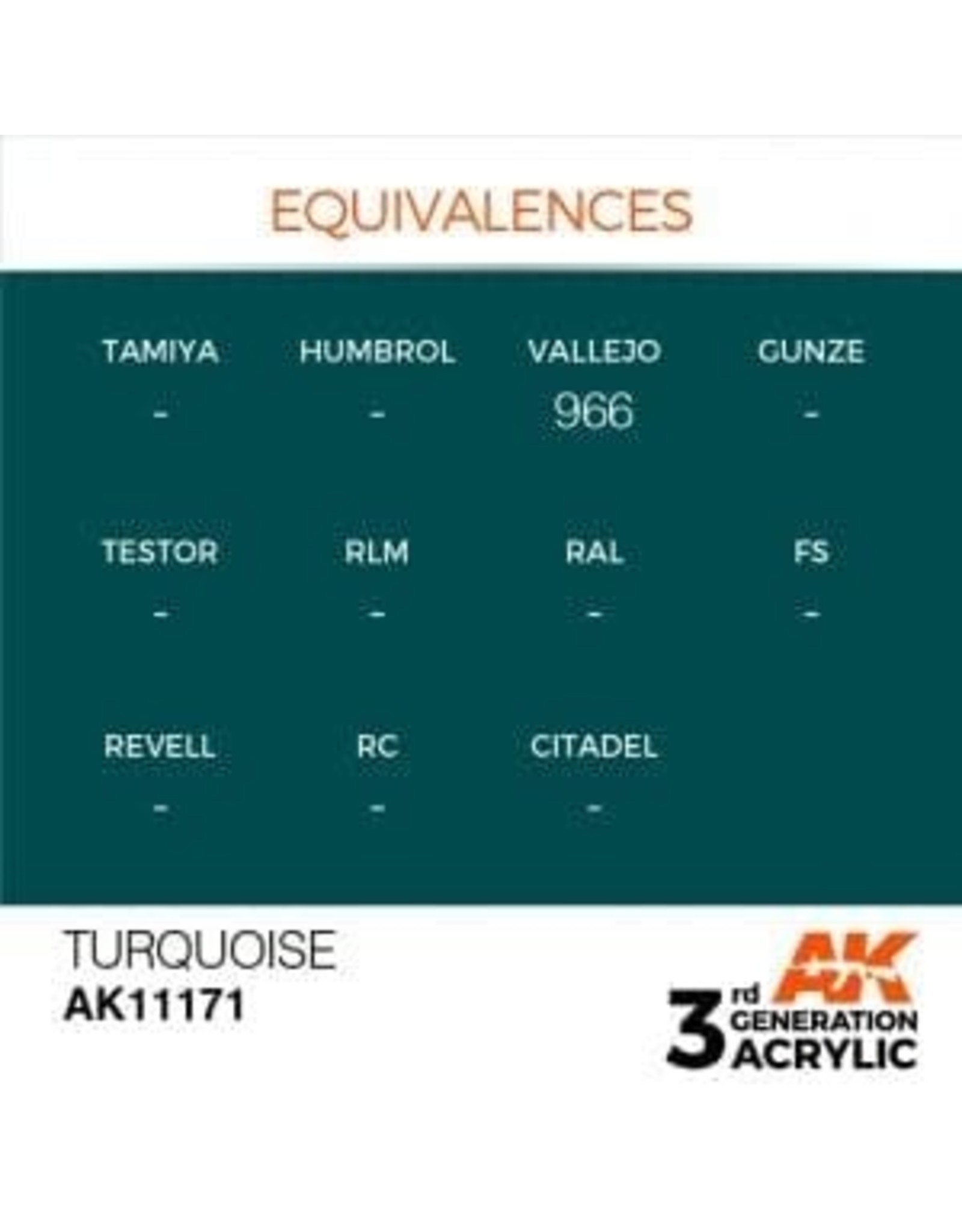 AK Interactive 3RD GEN ACRYLIC TURQUOISE 17ML