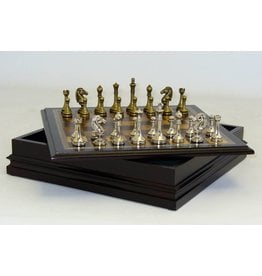 CHESS - METAL STAUNTON IN WOOD CHEST