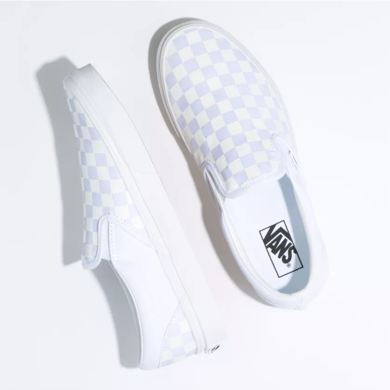 white vans with blue line
