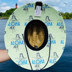 Blueline Surf + Paddle Co. SL6 Blueline Straw Hat Aloha Yellow Navy Lace