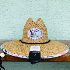 Blueline Surf + Paddle Co. SL6 Blueline Straw Hat Epernay Soft Gray Pink + Green Floral