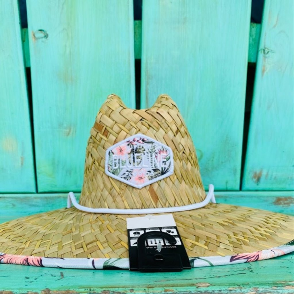 Blueline Surf + Paddle Co. SL6 Blueline Straw Hat Epernay Soft Gray Pink + Green Floral