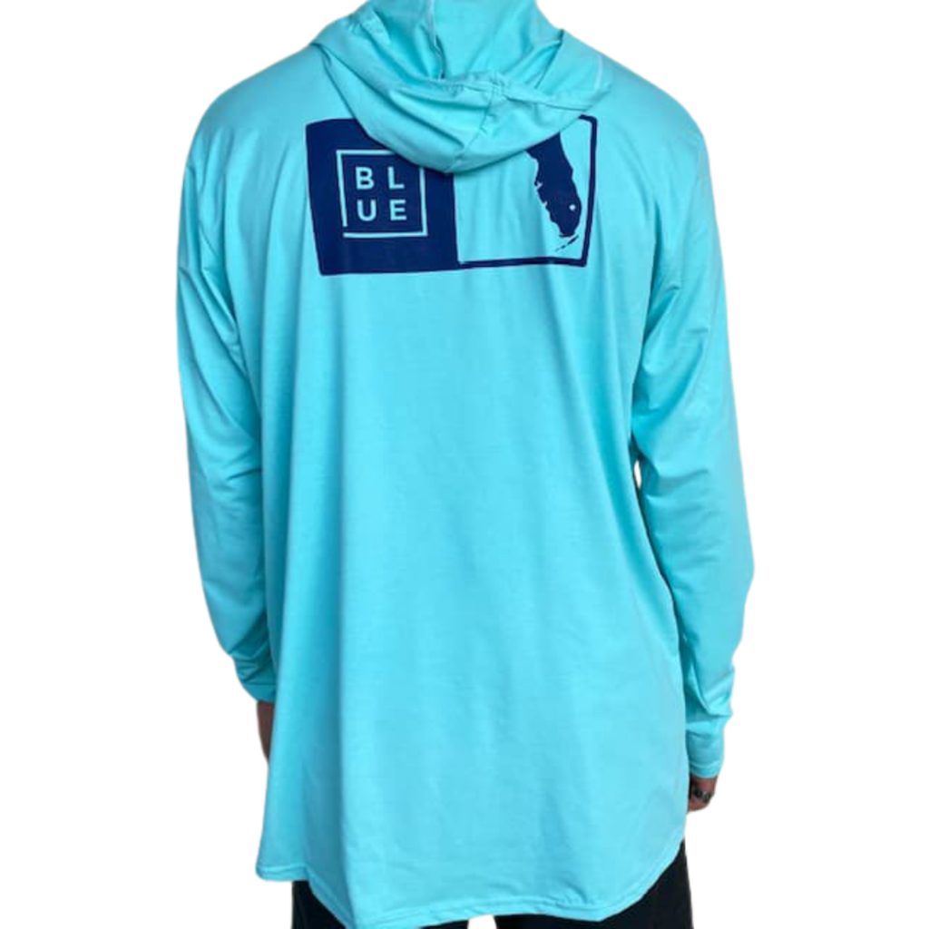 Blueline Surf + Paddle Co. OT Florida Box UV Hoodie Heather Mint Navy