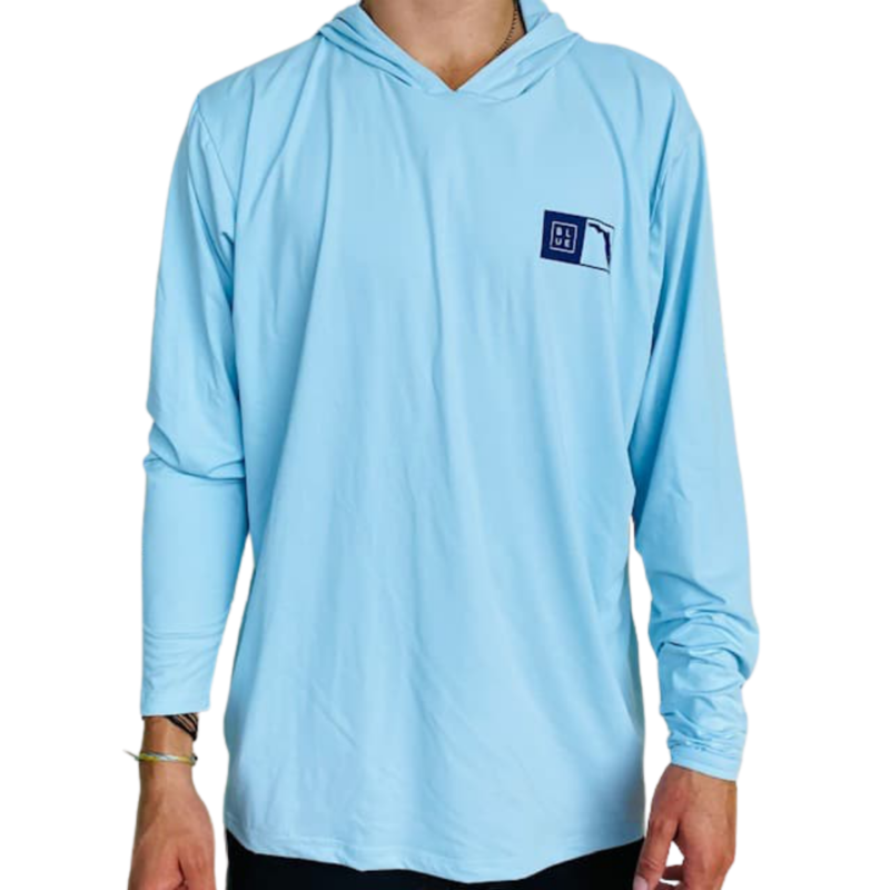 Blueline Surf + Paddle Co. OT Florida Box UV Hoodie Sky Blue\Navy