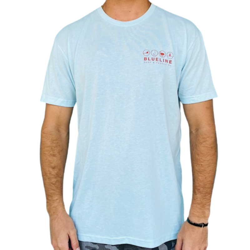 Blueline Surf + Paddle Co. The Lifestyle Tee Ice Blue\Red