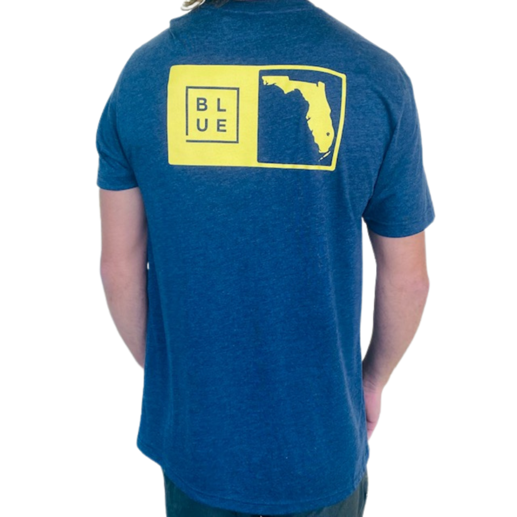 Blueline Surf + Paddle Co. Florida Box Tee Vintage Navy/Yellow