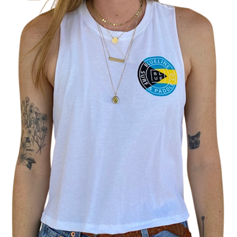 Blueline Surf + Paddle Co. Original Bahamas Crop Tank White