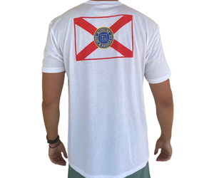 Blueline Surf + Paddle Co. USA Flag White Tee Red/Blue