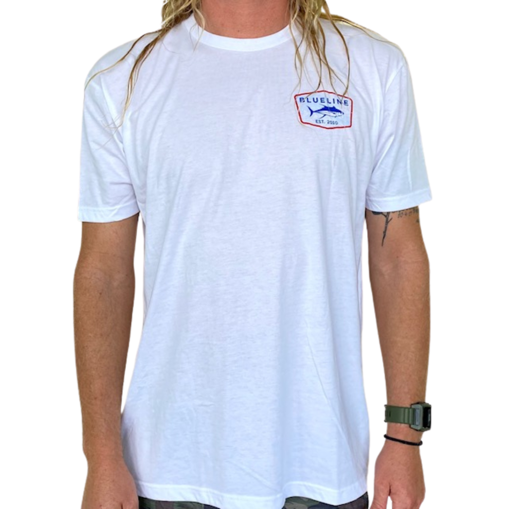 Blueline Surf + Paddle Co. The Tuna Tee White Red + Blue