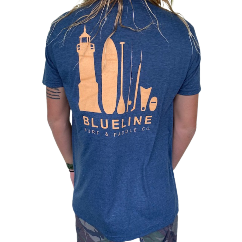 Blueline Surf + Paddle Co. The Line Up Tee Navy Heather Coral