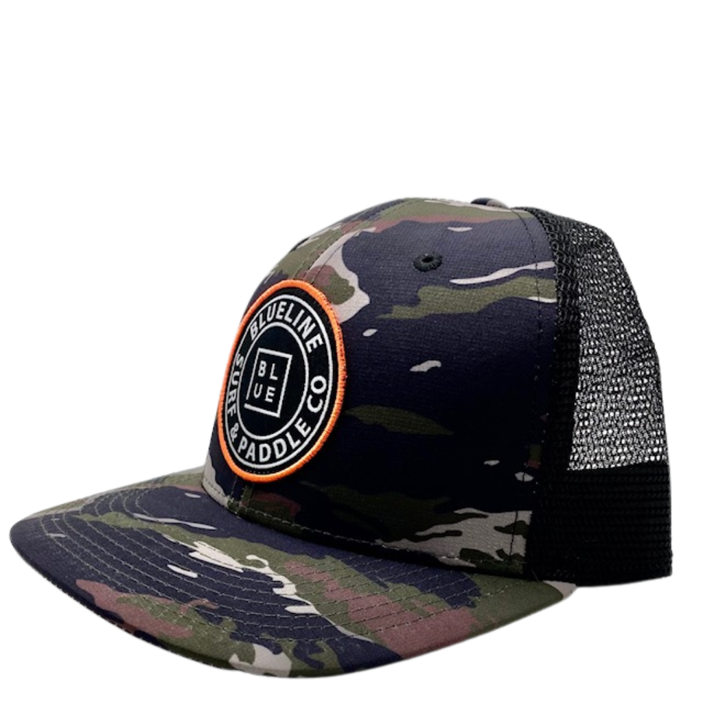 Blueline Surf + Paddle Co. OG Custom Tiger Camo / Black / Black Patch Orange Ring HC SC  1295_001