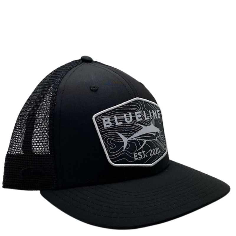 Blueline Surf + Paddle Co. Tuna All Black UV / Black Topo Patch White Ring HC SC  2376_003