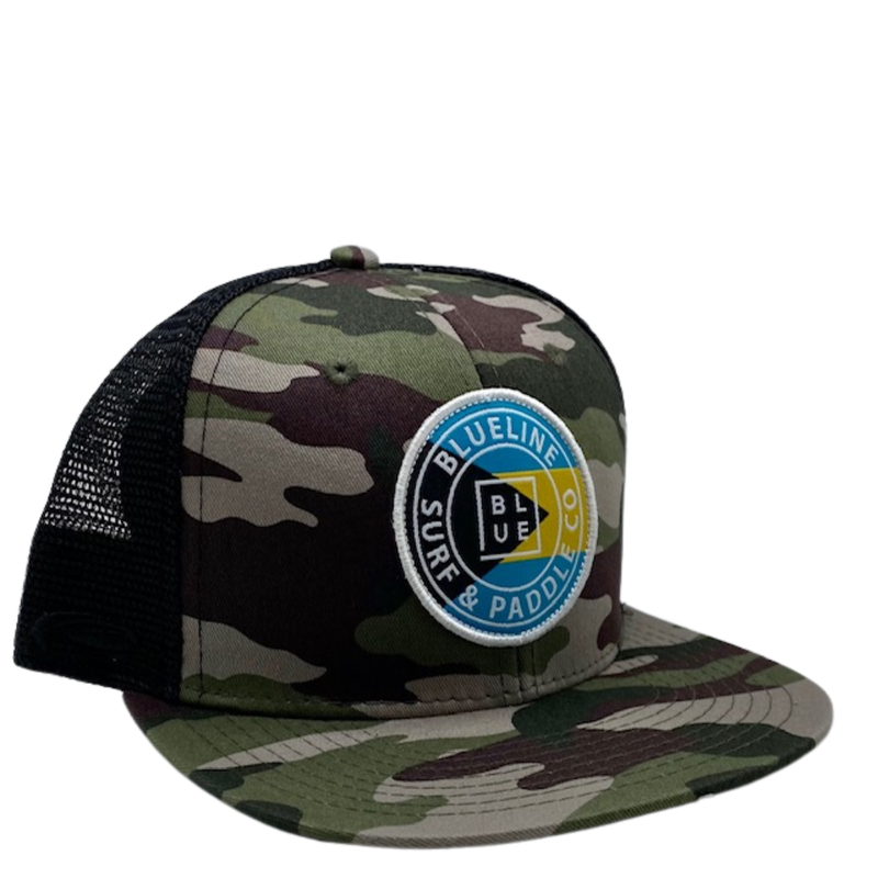 Blueline Surf + Paddle Co. OG Bahamas Flag Camo Black Flat Youth Hat