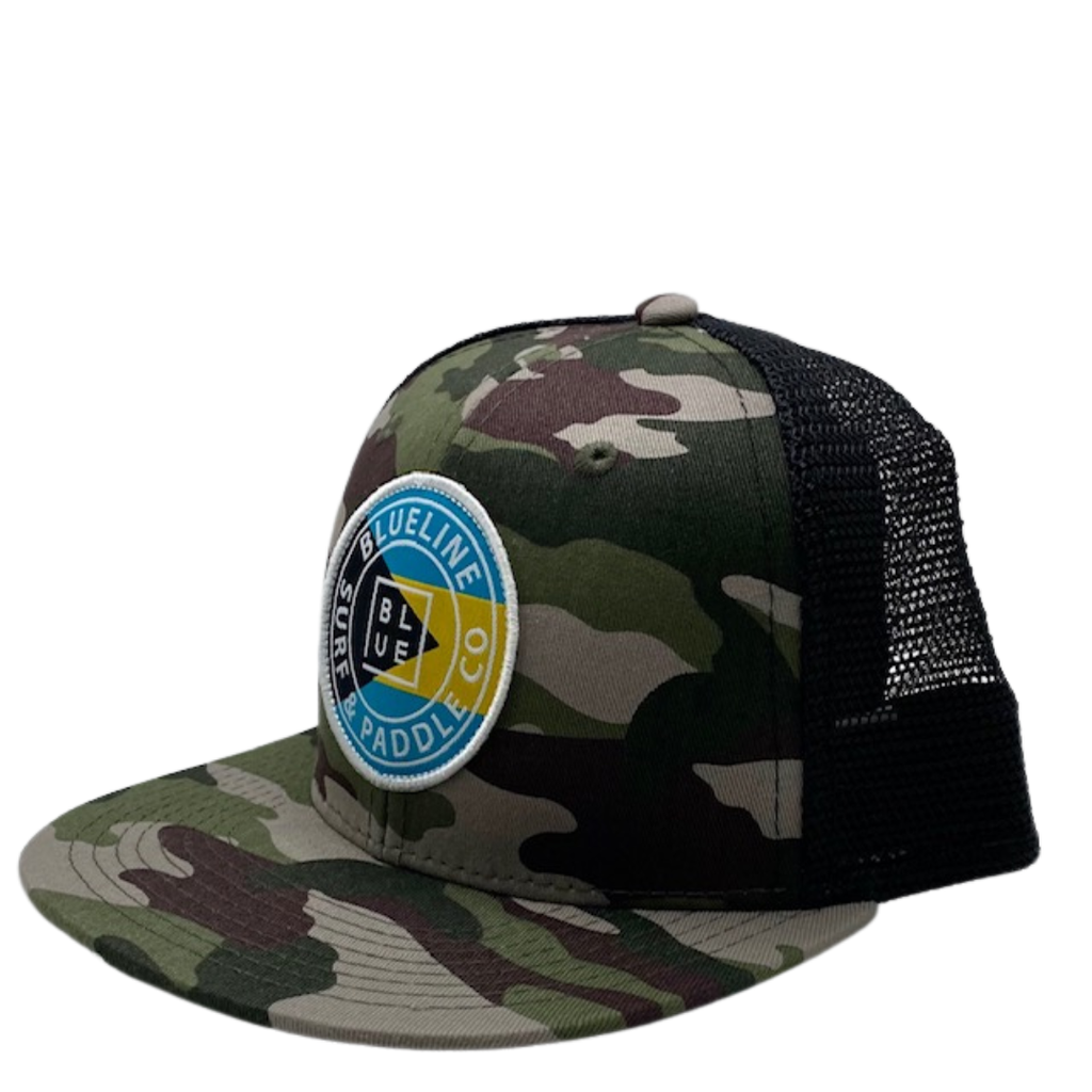 Blueline Surf + Paddle Co. OG Bahamas Flag Camo Black Flat Youth Hat