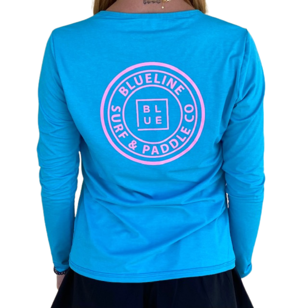 Blueline Surf + Paddle Co. OT Ladies Original UV LS Ocean Blue\Pink